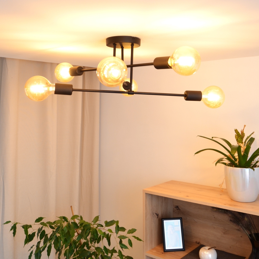 LED Nadgradni luster CAMBRIDGE 6xE27/8W/230V crno