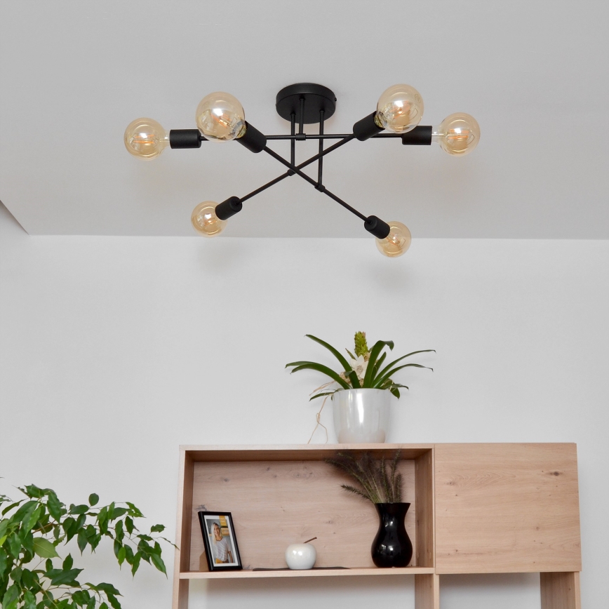 LED Nadgradni luster CAMBRIDGE 6xE27/8W/230V crno