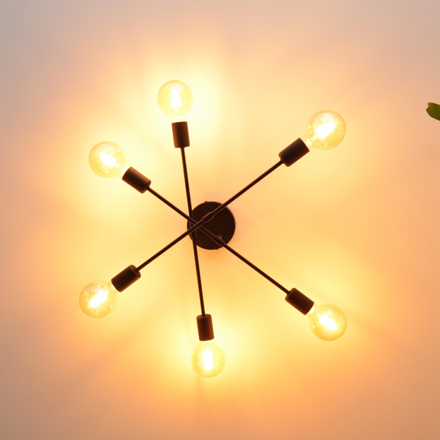LED Nadgradni luster CAMBRIDGE 6xE27/8W/230V crno