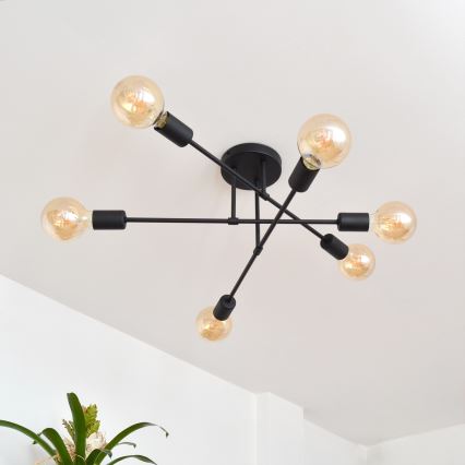 LED Nadgradni luster CAMBRIDGE 6xE27/8W/230V crno