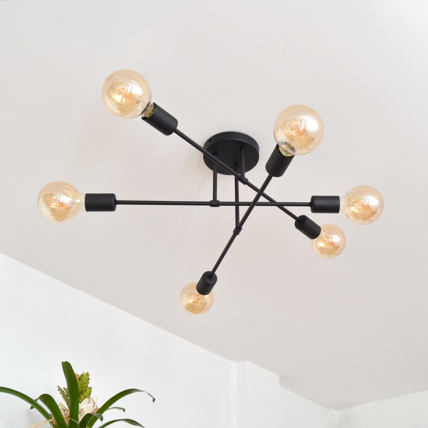 LED Nadgradni luster CAMBRIDGE 6xE27/8W/230V crno