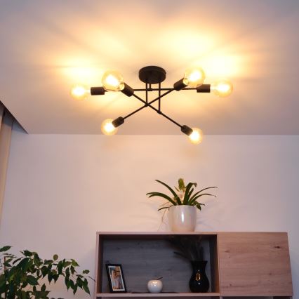 LED Nadgradni luster CAMBRIDGE 6xE27/8W/230V crno