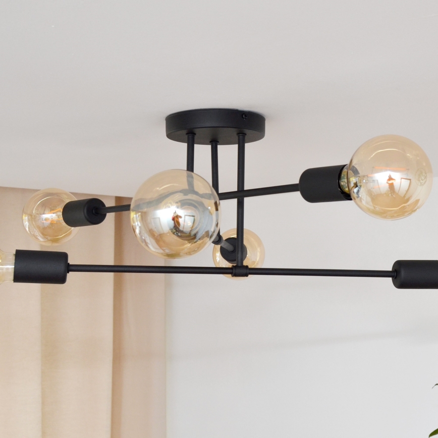 LED Nadgradni luster CAMBRIDGE 6xE27/8W/230V crno