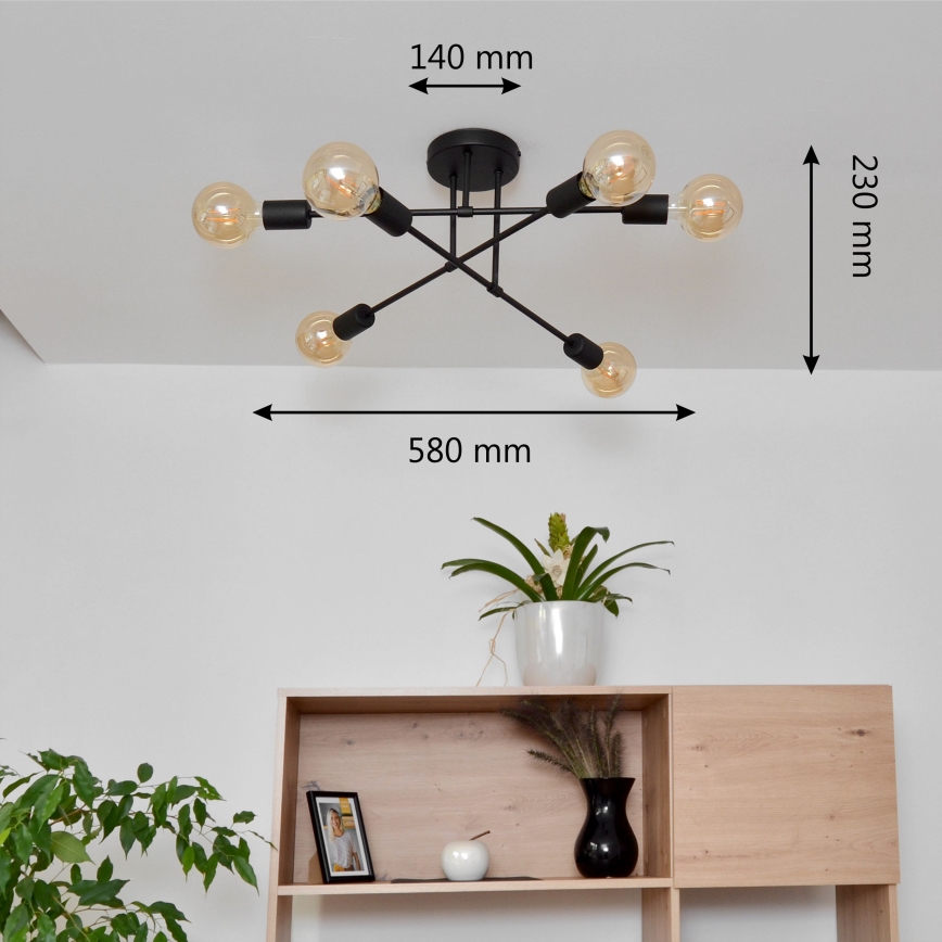 LED Nadgradni luster CAMBRIDGE 6xE27/8W/230V crno