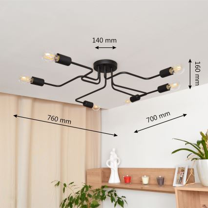 LED Nadgradni luster TUBE 6xE27/15W/230V