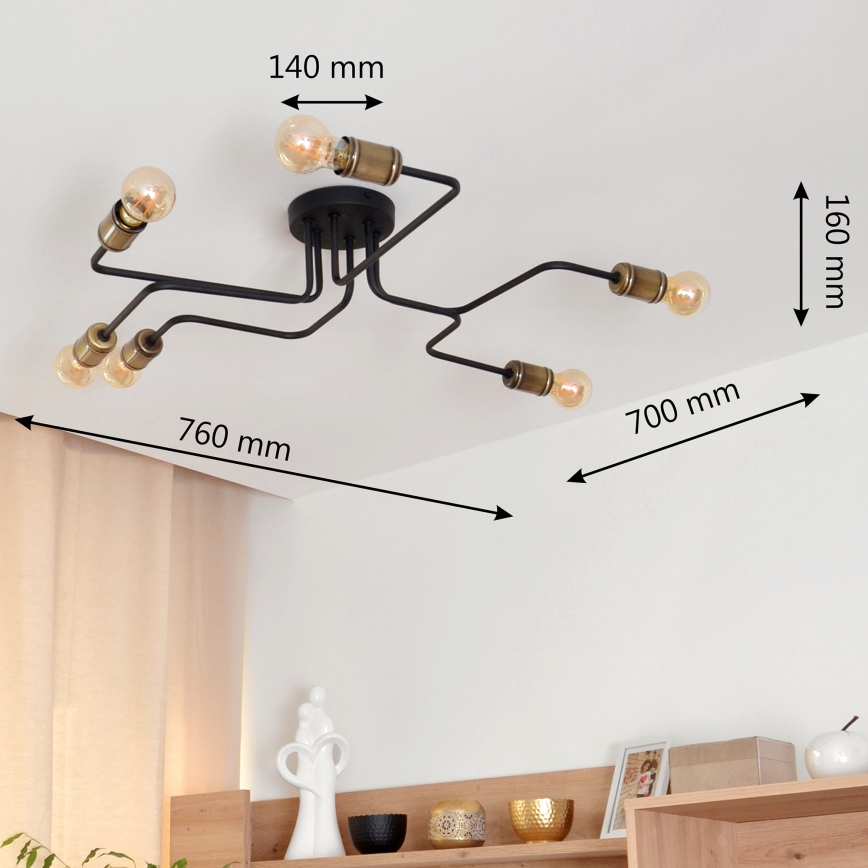 LED Nadgradni luster TUBE 6xE27/15W/230V