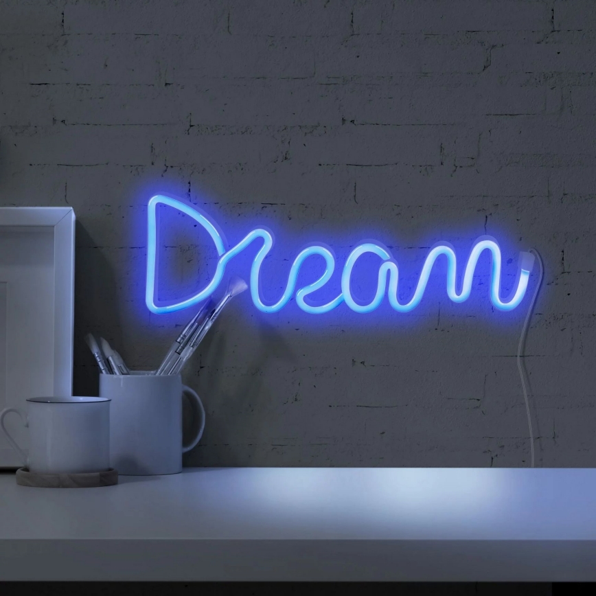 LED Neonska zidna dekoracija DREAM LED/3W/3xAA USB plava