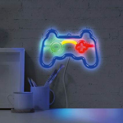 LED Neonska zidna dekoracija GAME LED/3W/3xAA USB plava