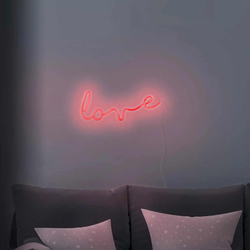 LED Neonska zidna dekoracija LOVE LED/3W/3xAA USB crveno