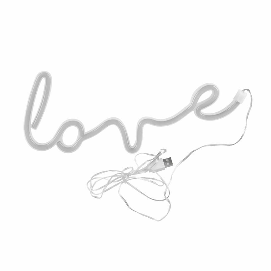 LED Neonska zidna dekoracija LOVE LED/3W/3xAA USB crveno