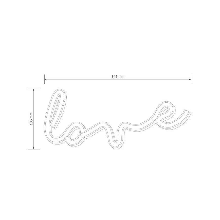 LED Neonska zidna dekoracija LOVE LED/3W/3xAA USB crveno