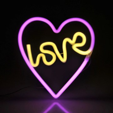 LED Neonska zidna dekoracija LOVE LED/3W/3xAA USB roze