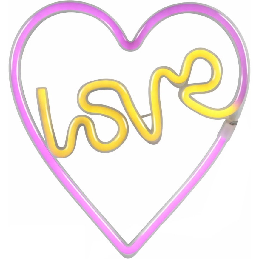 LED Neonska zidna dekoracija LOVE LED/3W/3xAA USB roze