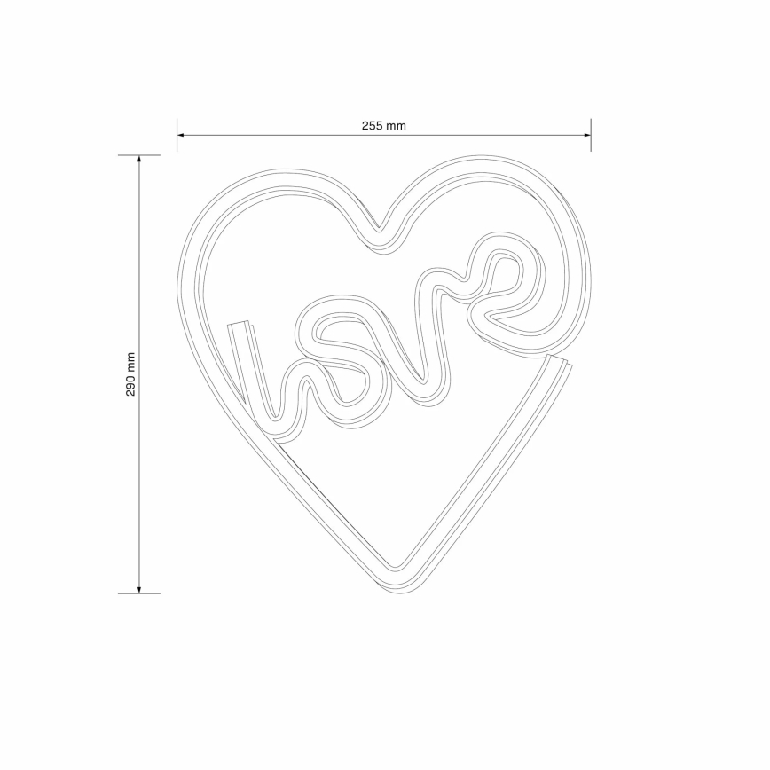 LED Neonska zidna dekoracija LOVE LED/3W/3xAA USB roze