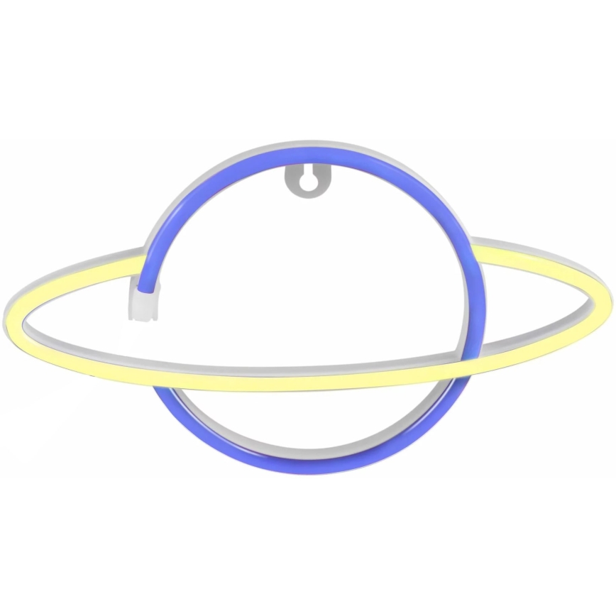 LED Neonska zidna dekoracija PLANET LED/3W/3xAA USB plava/žuta