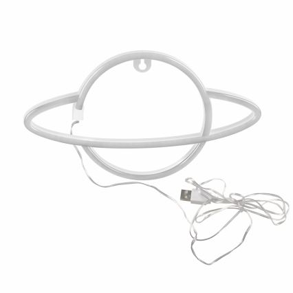 LED Neonska zidna dekoracija PLANET LED/3W/3xAA USB plava/žuta