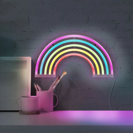 LED Neonska zidna dekoracija RAINBOW LED/3W/3xAA USB šareni