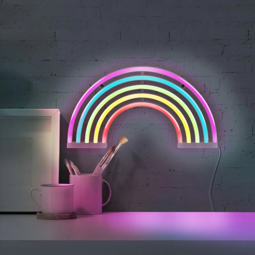 LED Neonska zidna dekoracija RAINBOW LED/3W/3xAA USB šareni