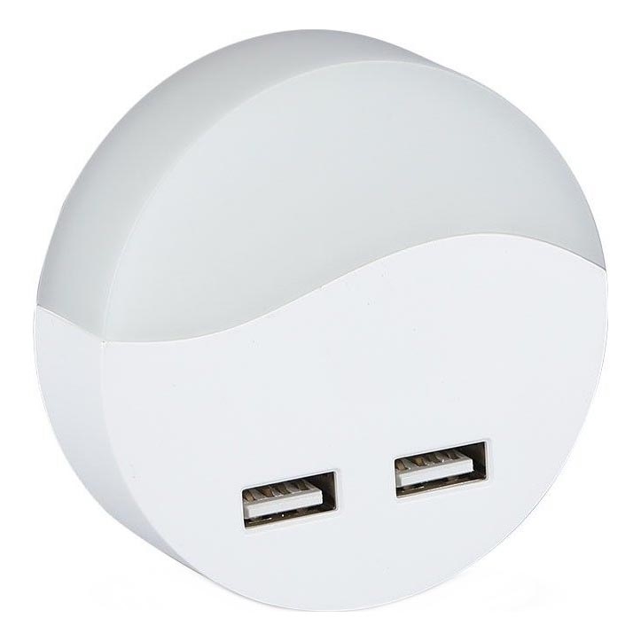 LED Noćno svetlo za utičnicu sa senzorom za dan/noć 2xUSB LED/0,45W/230V 3000K