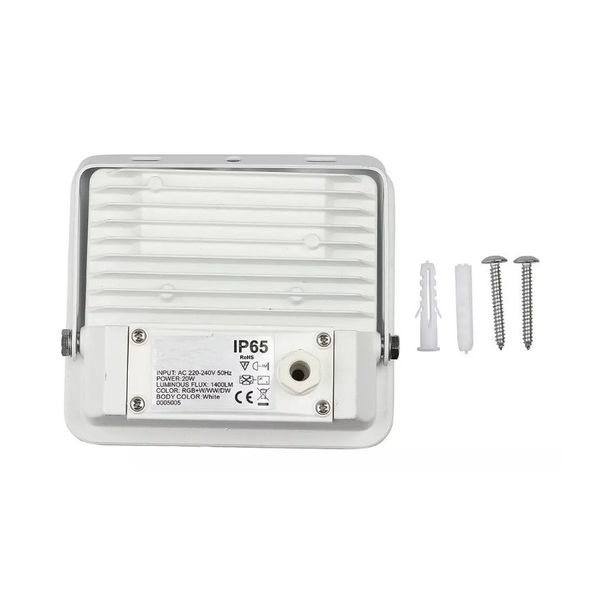 LED pametni prigušiva RGB reflektor LED/20W/230V IP65 bela