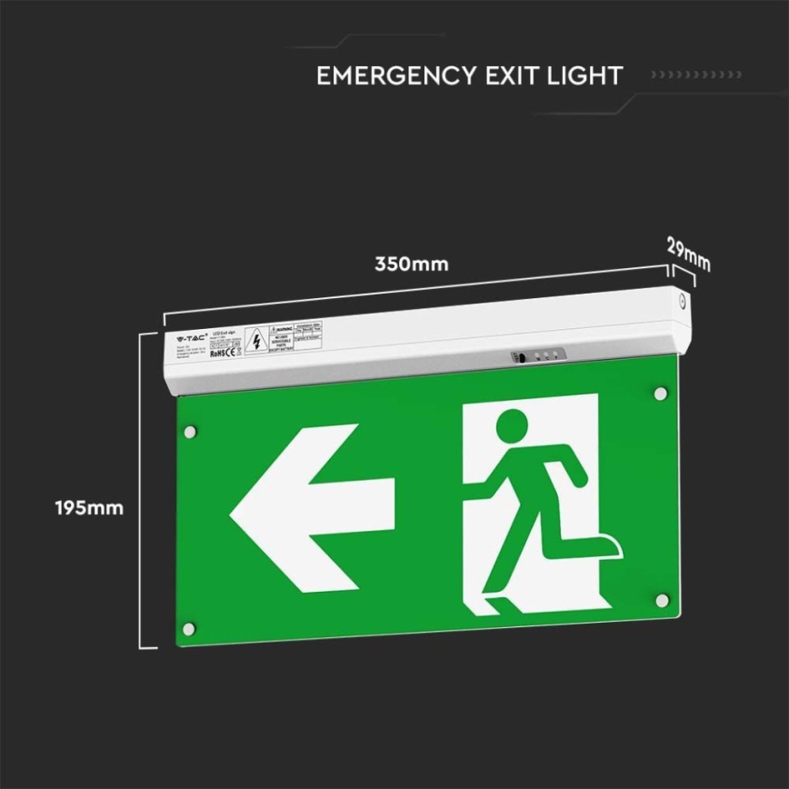 LED Panik lampa EMERGENCY EXIT LED/2,5W/230V 4u1 6000K