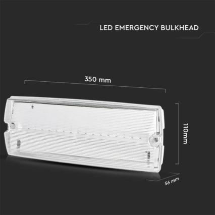 LED Panik lampa EMERGENCY EXIT LED/3W/230V 6400K IP65