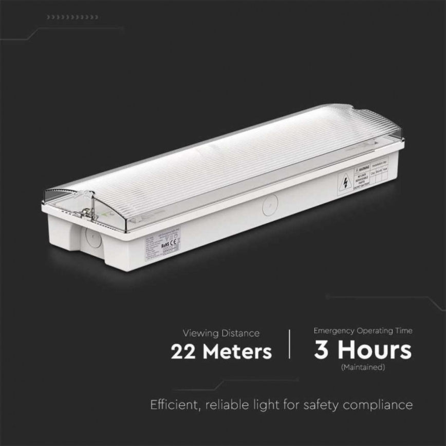 LED Panik lampa sa redovnim testom funkcionalnosti EMERGENCY EXIT LED/3W/230V 6400K IP65