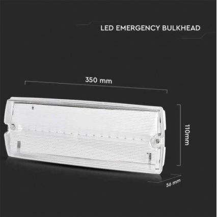 LED Panik lampa sa redovnim testom funkcionalnosti EMERGENCY EXIT LED/3W/230V 6400K IP65
