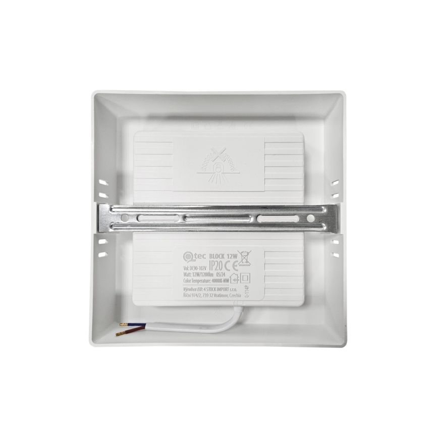 LED Plafonjera BLOCK LED/12W/230V 4000K 16,7x16,7 cm bela