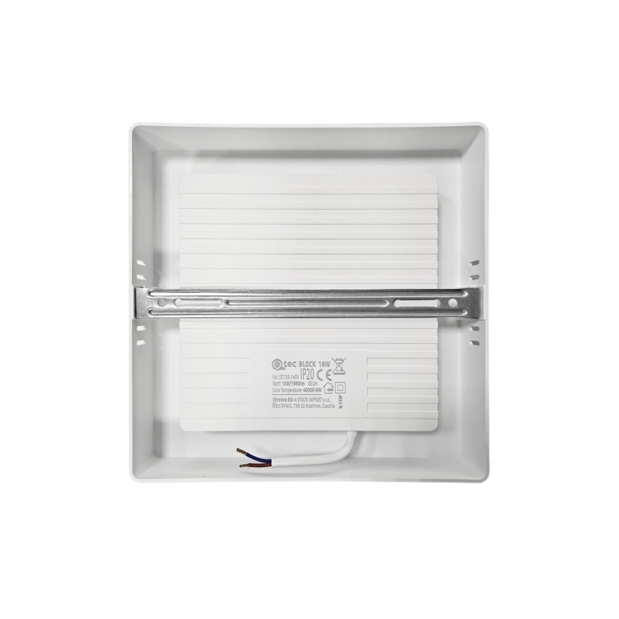 LED Plafonjera BLOCK LED/18W/230V 4000K 21,4x21,4 cm bela
