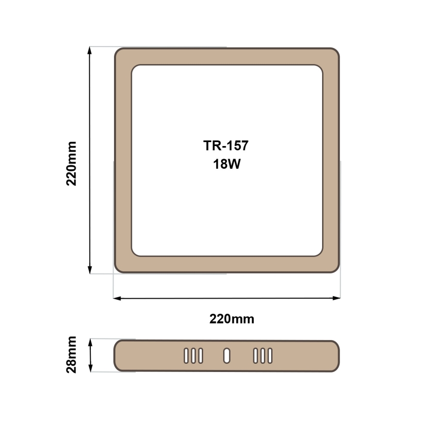 LED Plafonjera BLOCK LED/18W/230V 4200K 22x22 cm braon