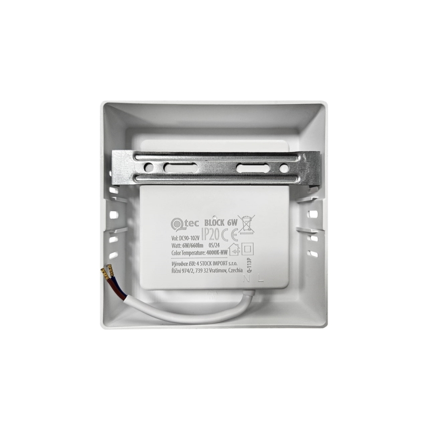 LED Plafonjera BLOCK LED/6W/230V 4000K 12x12 cm bela