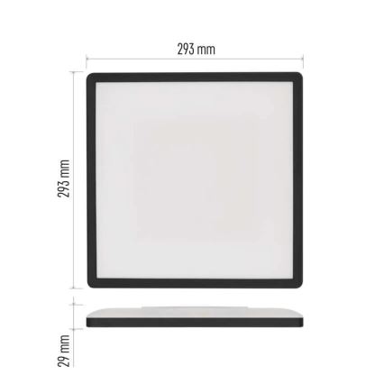 LED Plafonjera FLORI LED/18W/230V 4000K crno 29x29 cm
