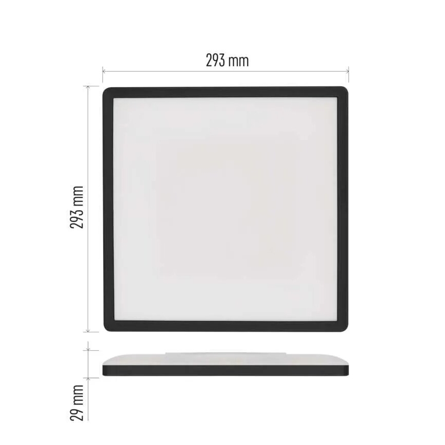 LED Plafonjera FLORI LED/18W/230V 4000K crno 29x29 cm
