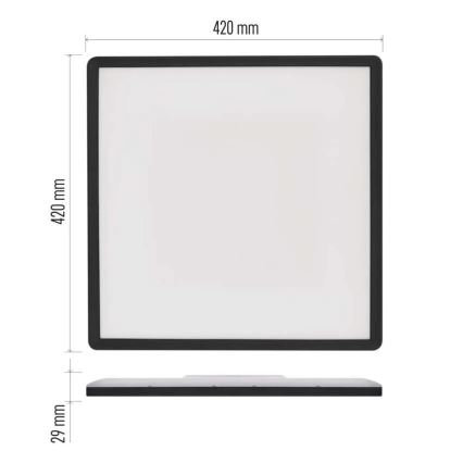 LED Plafonjera FLORI LED/22W/230V 4000K crno 42x42 cm