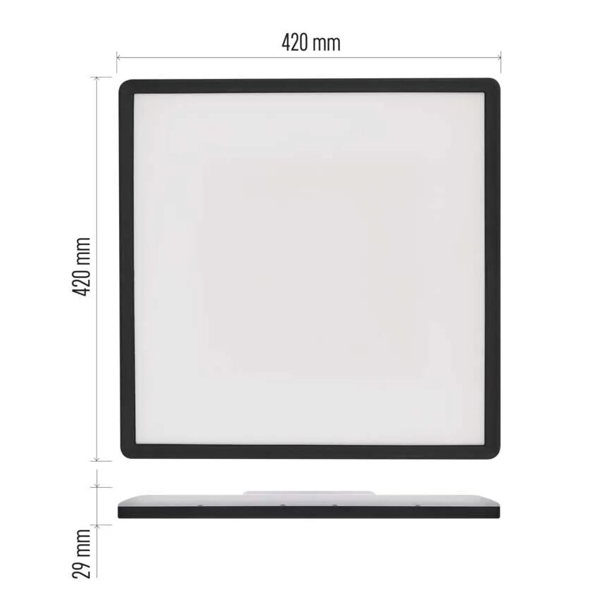 LED Plafonjera FLORI LED/22W/230V 4000K crno 42x42 cm