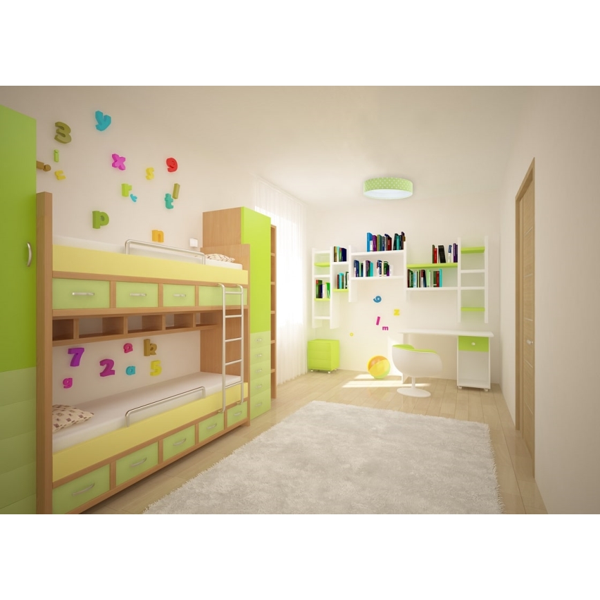 LED Plafonjera GALAXY KIDS LED/24W/230V tačkice zelena/bela