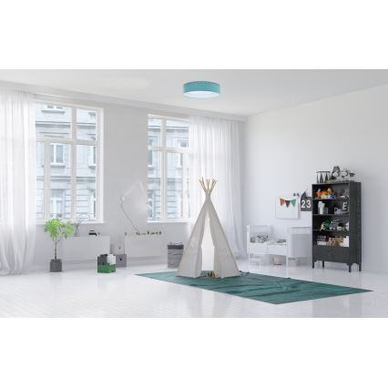 LED Plafonjera GALAXY KIDS LED/24W/230V zvezdice tirkizna/bela