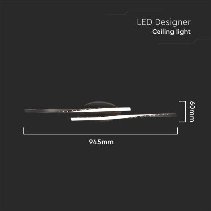 LED Plafonjera LED/12W/230V 3000K 94,5 cm crno