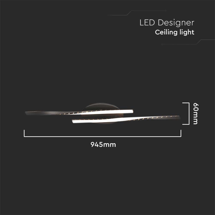 LED Plafonjera LED/12W/230V 3000K 94,5 cm crno