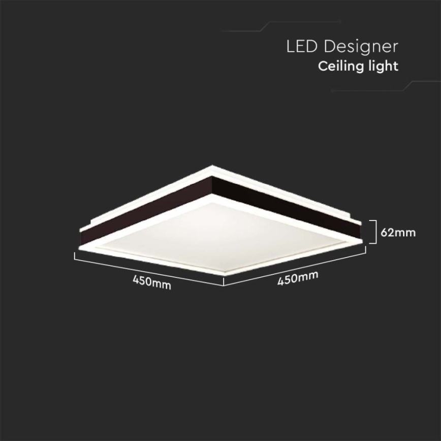 LED Plafonjera LED/24W/230V 4000K 45x45 cm crno