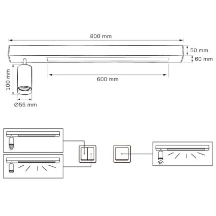 LED Plafonjera PARIS LED/24W/230V + 1xGU10/10W crno