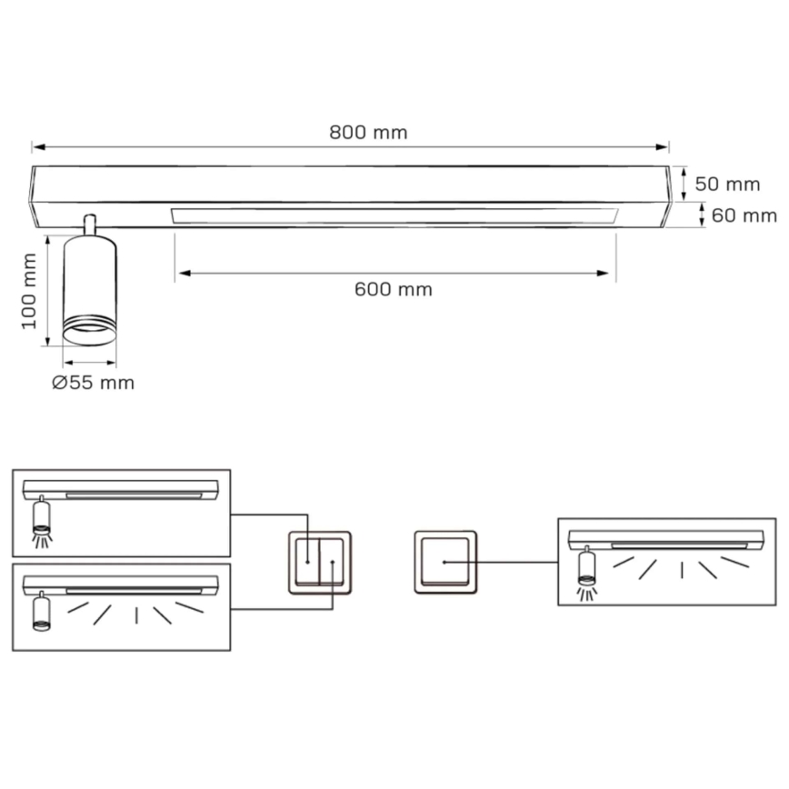 LED Plafonjera PARIS LED/24W/230V + 1xGU10/10W crno