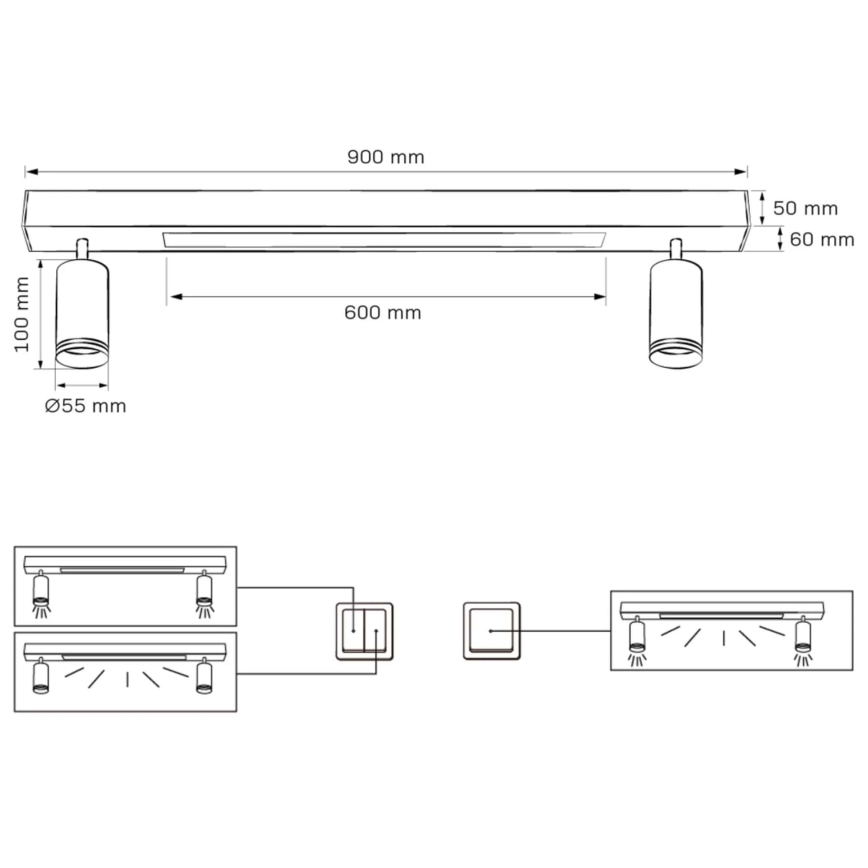 LED Plafonjera PARIS LED/24W/230V + 2xGU10/10W crno