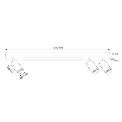 LED Plafonjera PARIS LED/24W/230V + 3xGU10/10W crno
