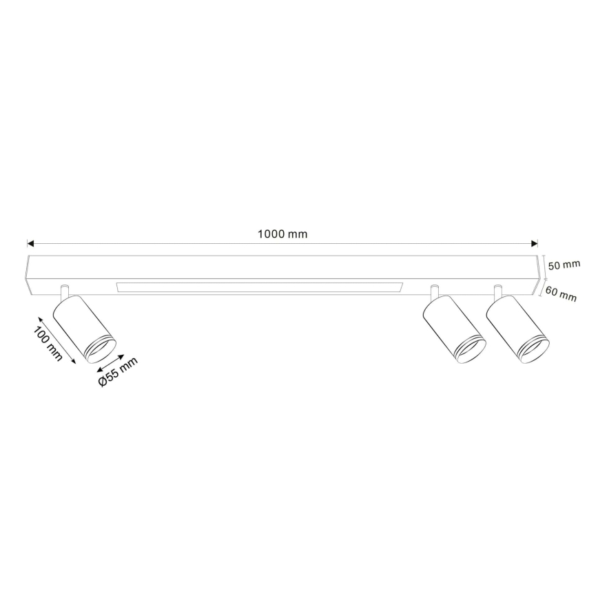 LED Plafonjera PARIS LED/24W/230V + 3xGU10/10W crno