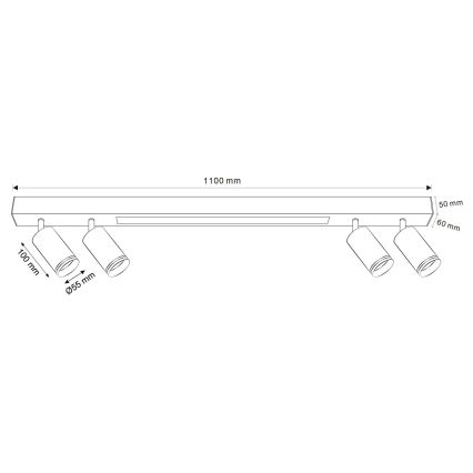 LED Plafonjera PARIS LED/24W/230V + 4xGU10/10W crno