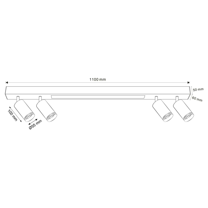 LED Plafonjera PARIS LED/24W/230V + 4xGU10/10W crno