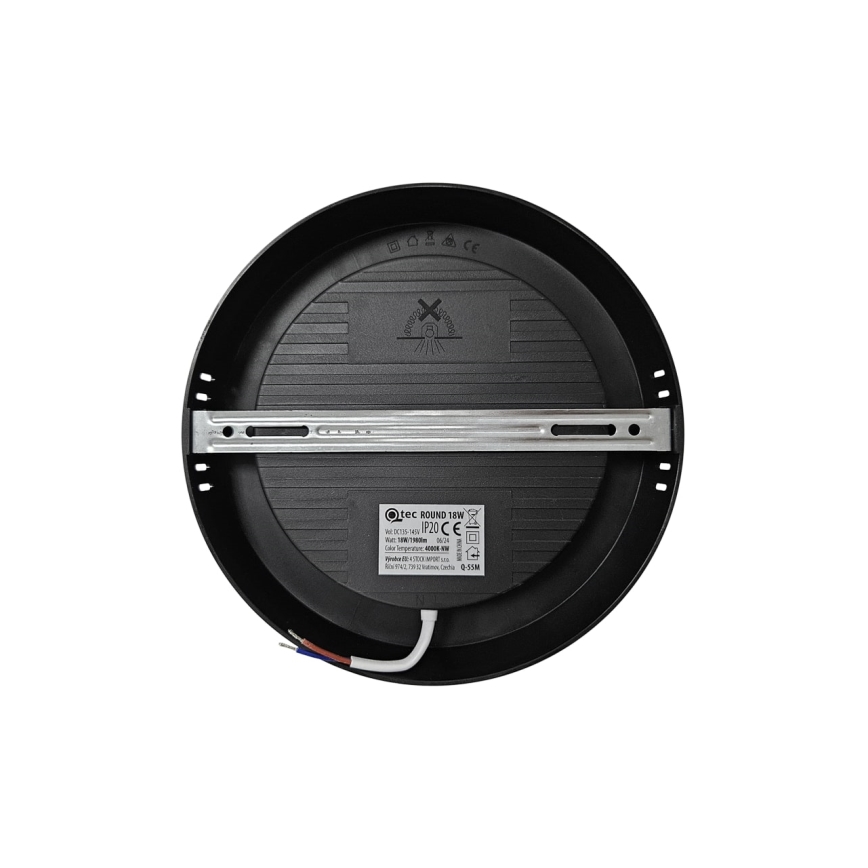 LED Plafonjera ROUND LED/18W/230V 4000K pr. 21,7 cm crno