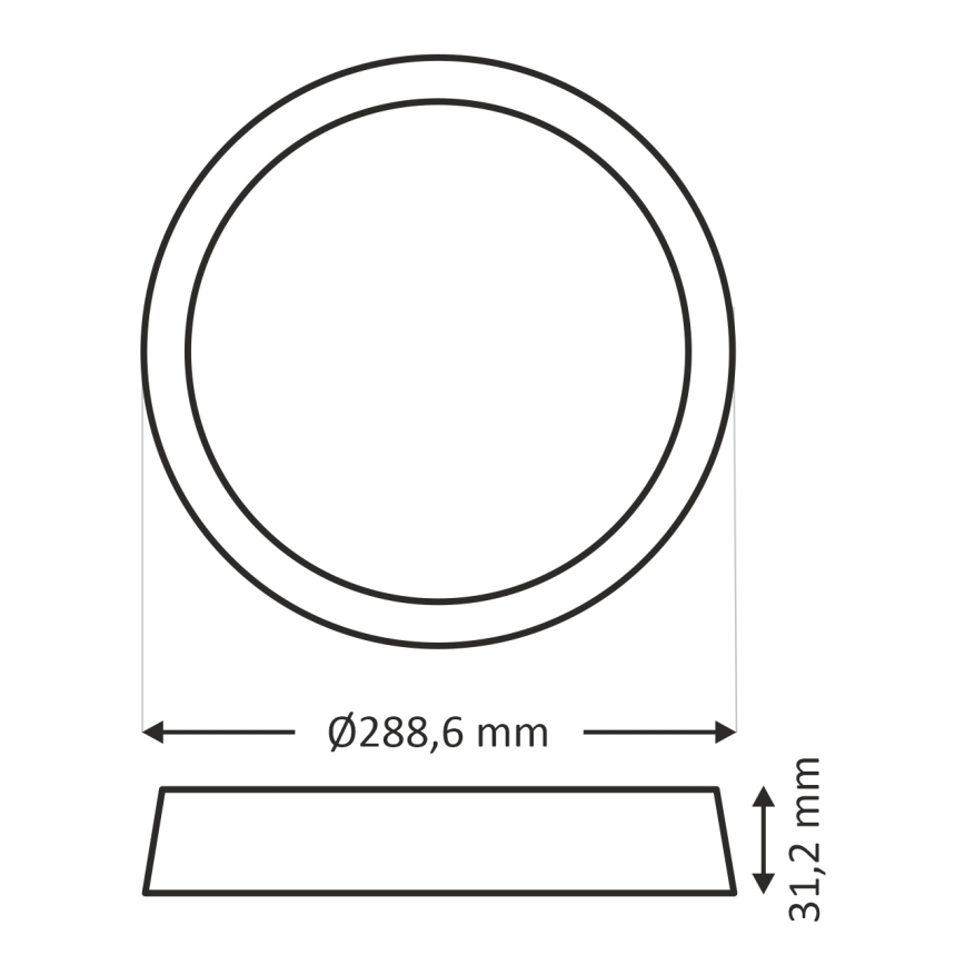 LED Plafonjera ROUND LED/24W/230V 4000K pr. 28,8 cm crno